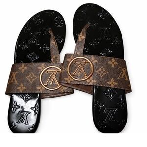 Monogram Slide Sandals Size 10 ✨